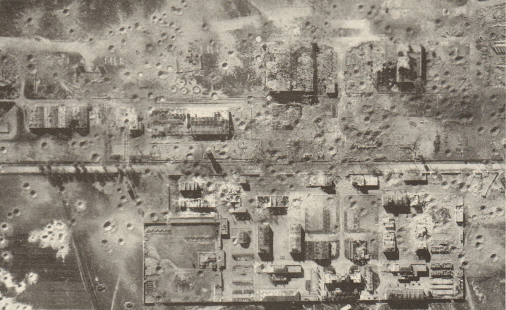 Tours airfield after RAF Bomber Command attack 7/8 May 1944. World War 2 1954